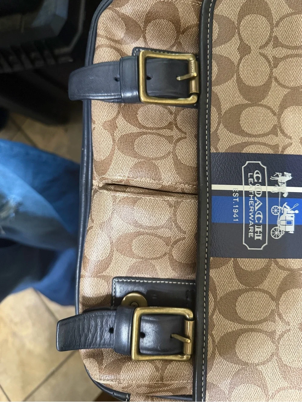 Coach Heritage Stripe Map Bag